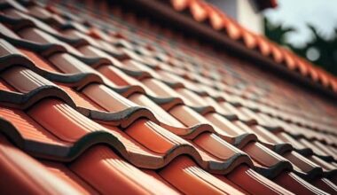 Imagem do telhado de uma casa, composto por telhas onduladas