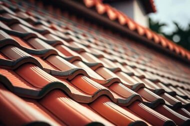 Imagem do telhado de uma casa, composto por telhas onduladas